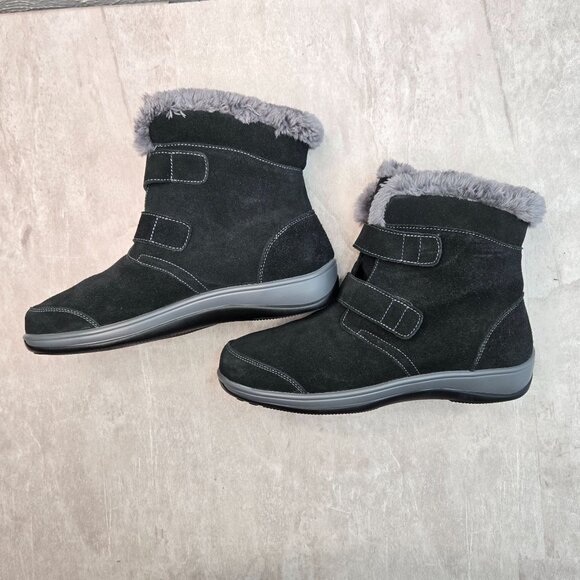 Orthofeet Florence Boots 8.5 Wide Black Suede Fur Lined Comfort Winter Booties - Picture 5 of 10